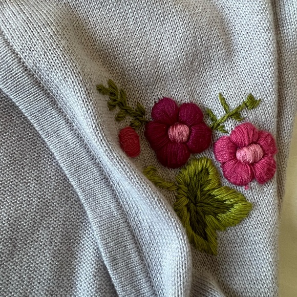 CARRIE FORBES 80'S Vintage Floral Embroidered Cardigan - Picture 7 of 8